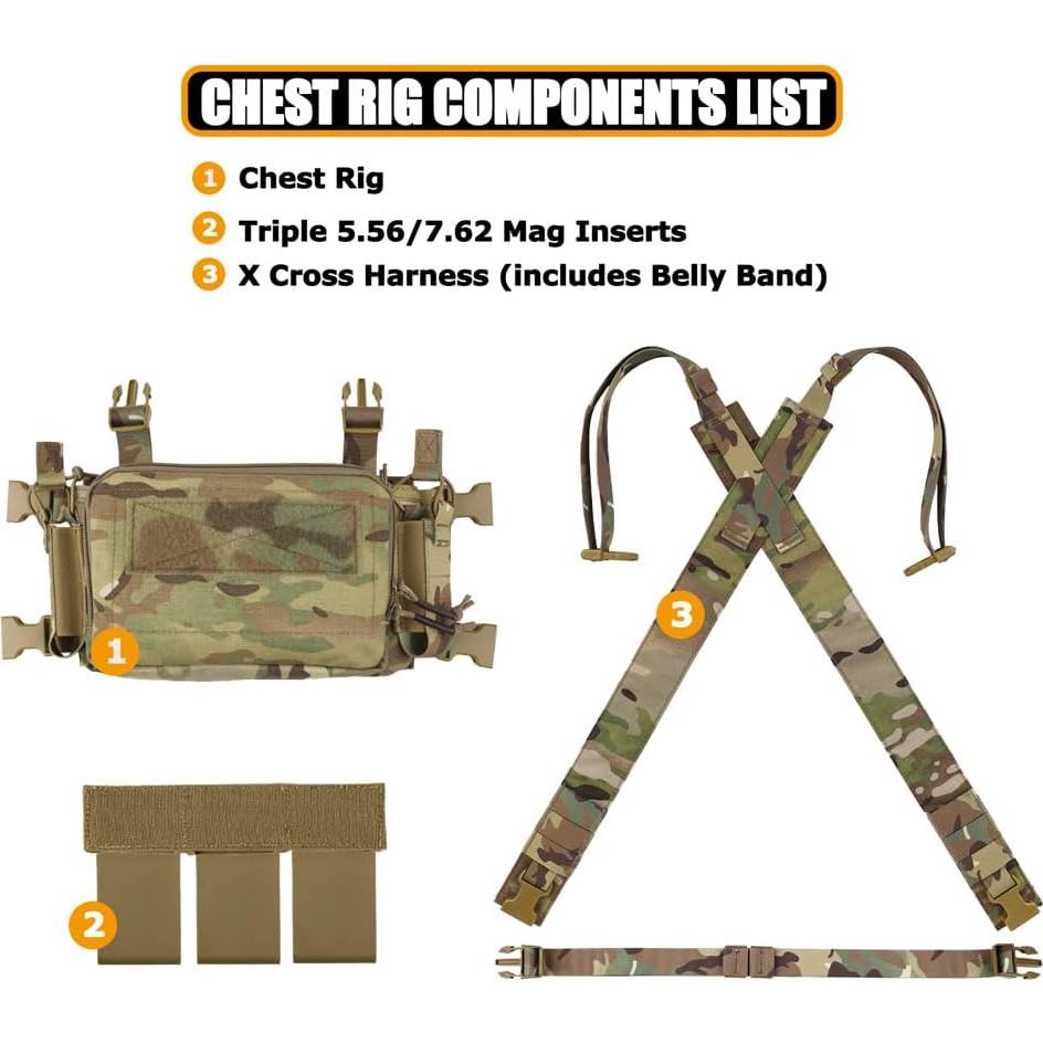 Chaleco Táctico KRYDEX con Pouch Triple y Arnés Ajustable