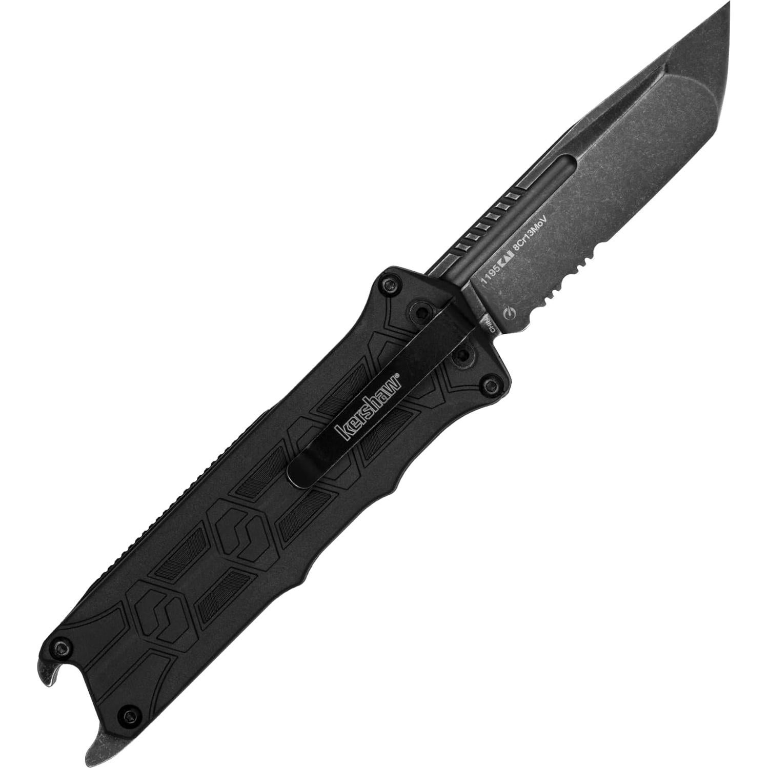 Cuchillo de bolsillo Kershaw Interstellar OTF negro con abridor