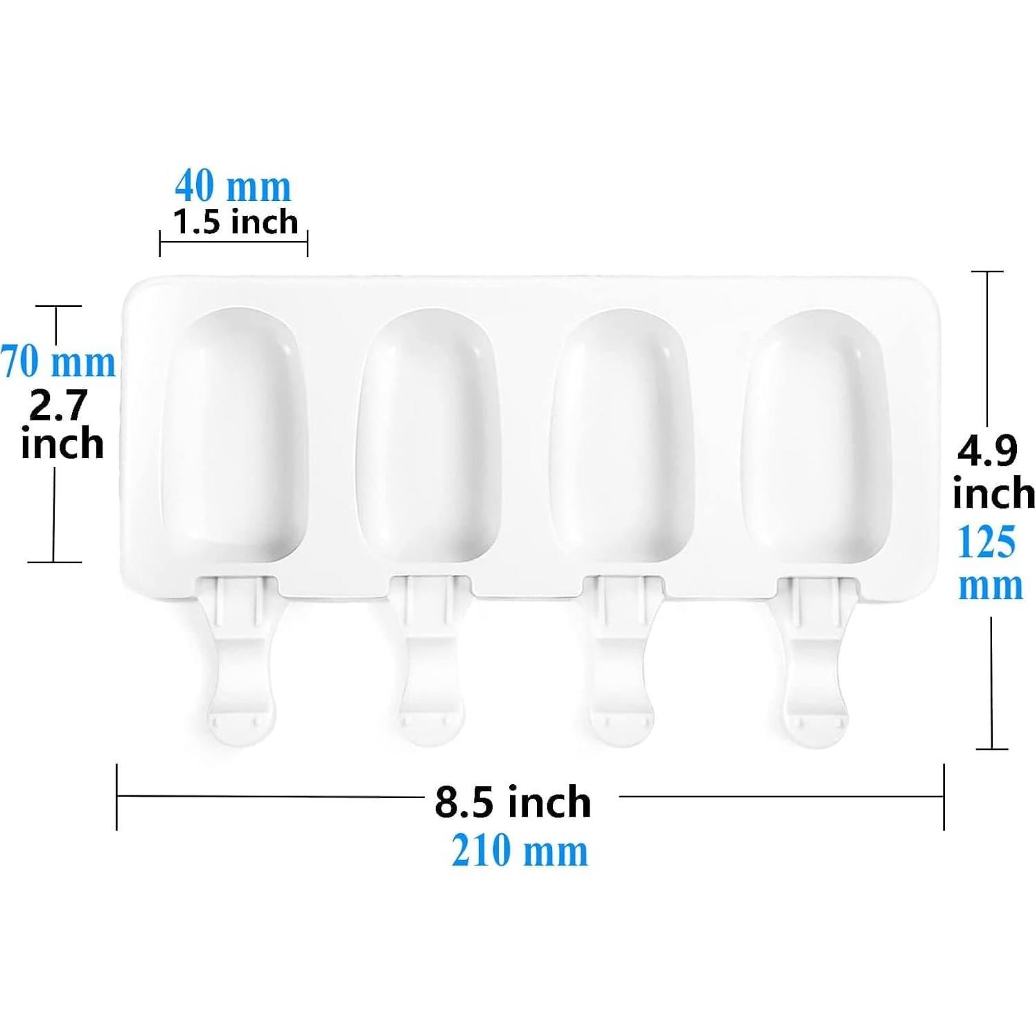 2 Small Mini Popsicles Molds, Cakesicle Molds Silicone Cake Pop Mold 4 Cavities With 100 Wooden Sticks & 100 Parcel Bags DIY Ice Cream Mold