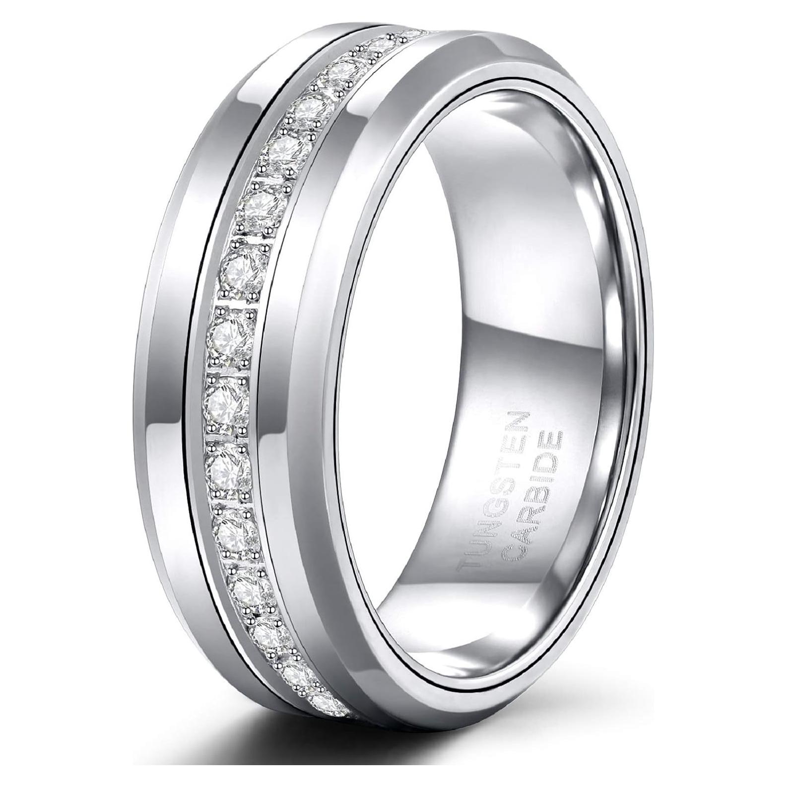 Anillos de Boda TRUMIUM Tungsteno 6mm 8mm Plata Circonita