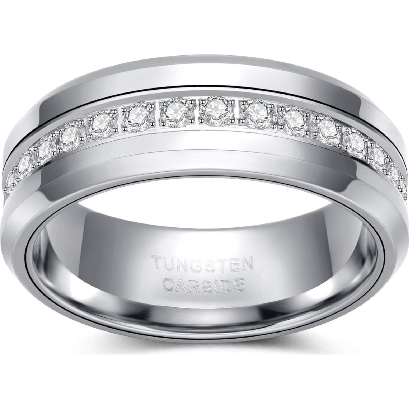 Anillos de Boda TRUMIUM Tungsteno 6mm 8mm Plata Circonita