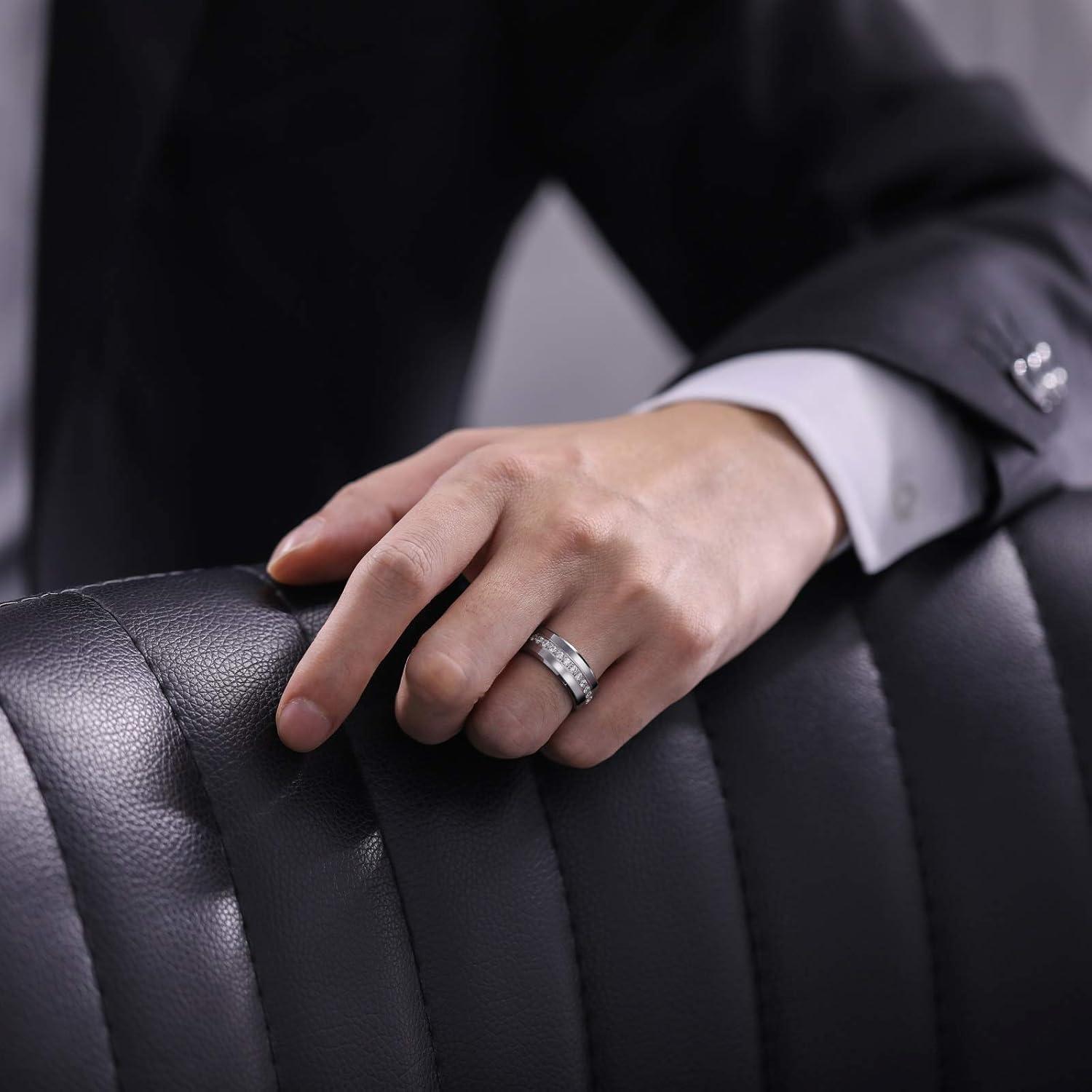 Anillos de Boda TRUMIUM Tungsteno 6mm 8mm Plata Circonita