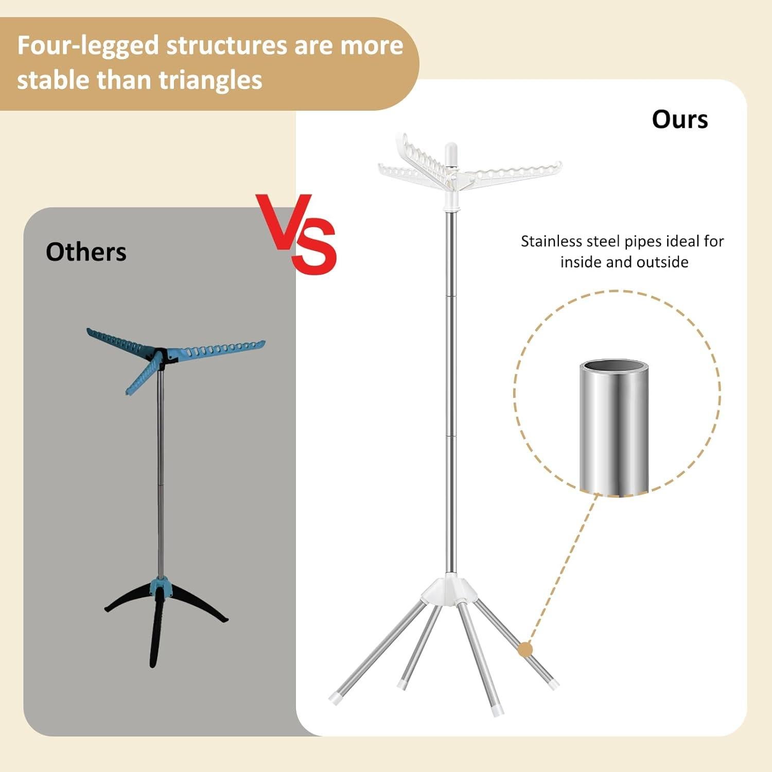 Perchero Plegable SUYU de Acero Inoxidable 149.86 cm Blanco