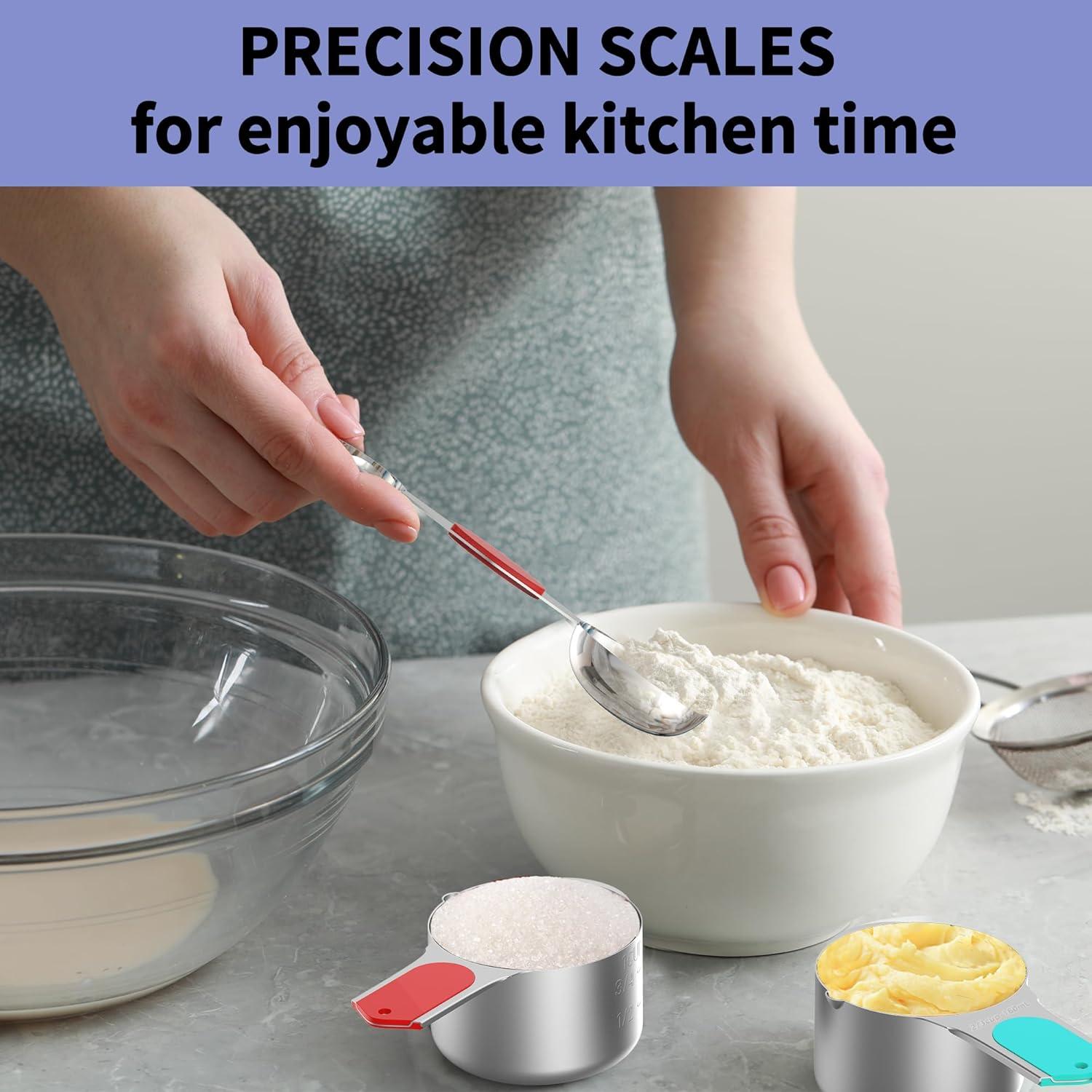 Juego de Tazas y Cucharas Medidoras Magnéticas Minteem 16 Piezas