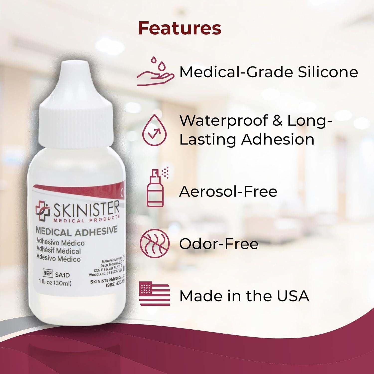 Gotero Adhesivo Médico Skinister 29ml para Ostomía y Prótesis