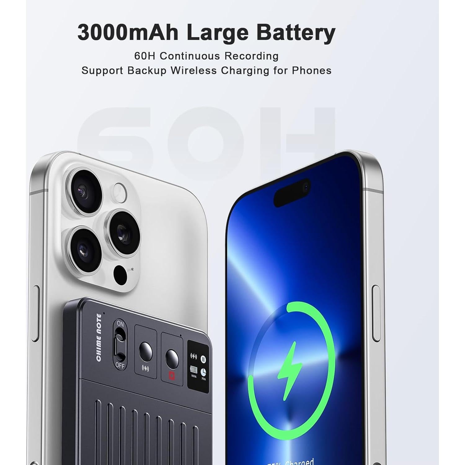 Grabadora de Voz AI TTQ OBS-L1 64GB Inalámbrica Blanca