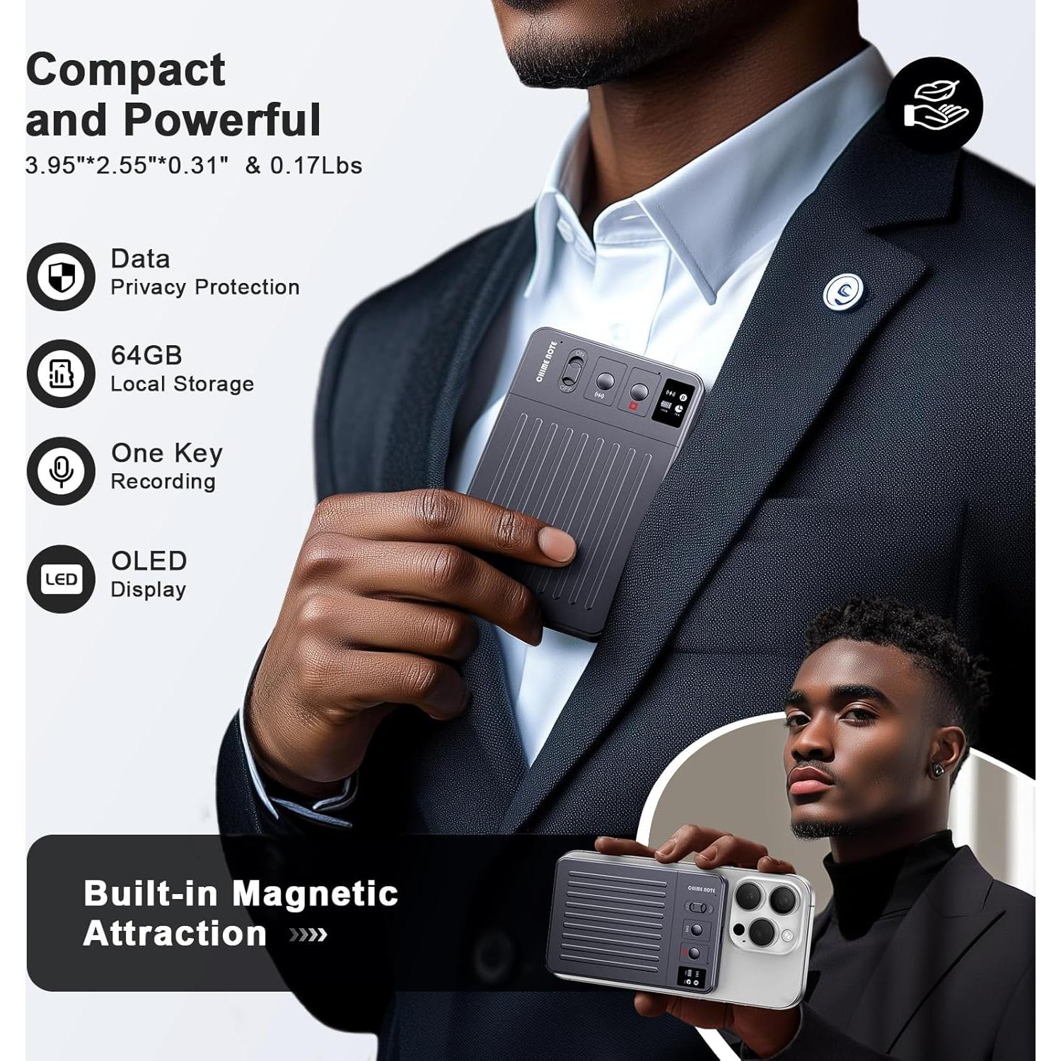 Grabadora de Voz AI TTQ OBS-L1 64GB Inalámbrica Blanca