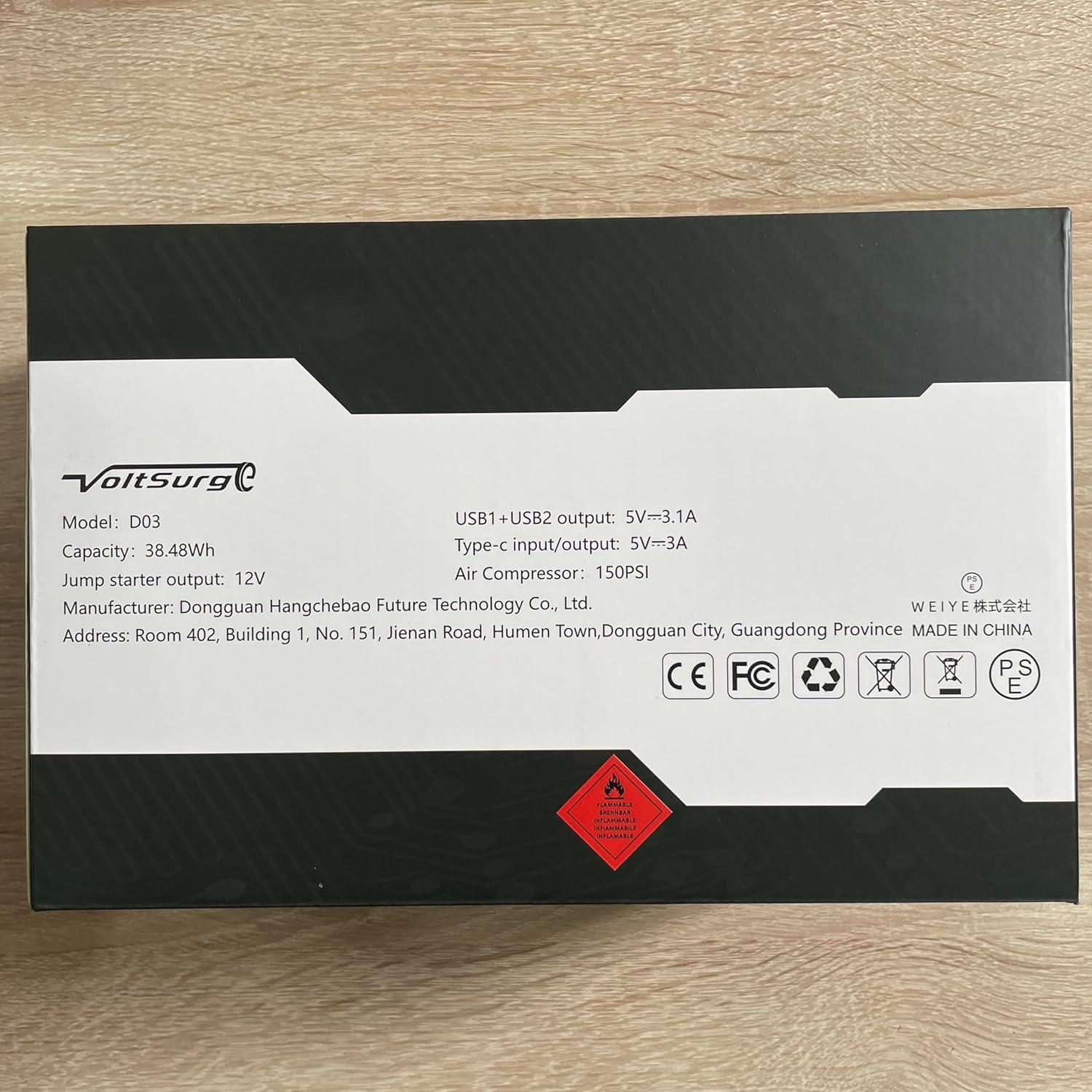 Arrancador de Coche VoltSurge D03 6000A con Compresor 150PSI