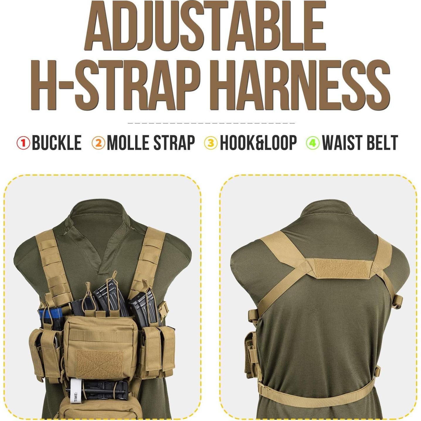 Chaleco Táctico VISMIX Ajustable Molle 4 Bolsas para Mag