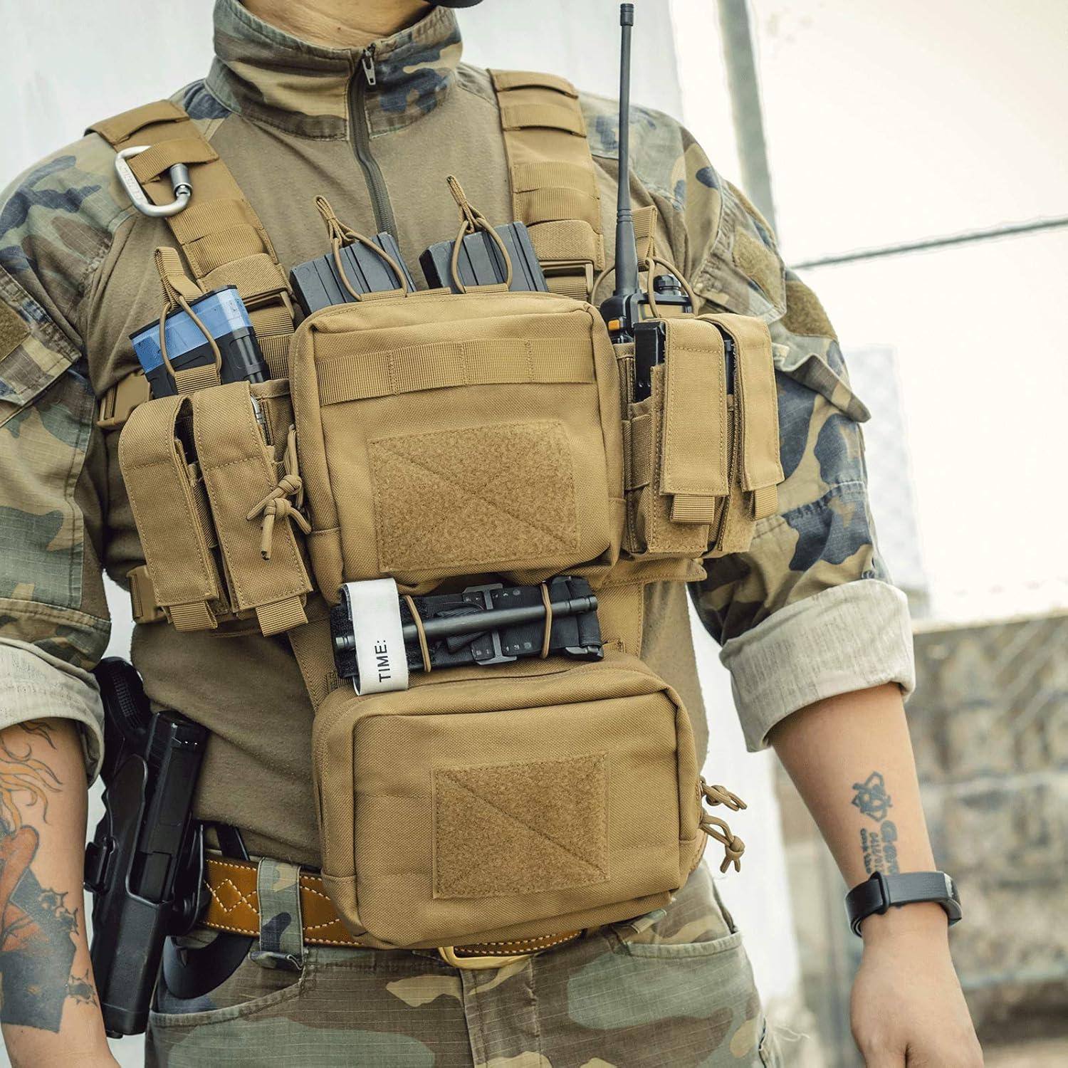 Chaleco Táctico VISMIX Ajustable Molle 4 Bolsas para Mag