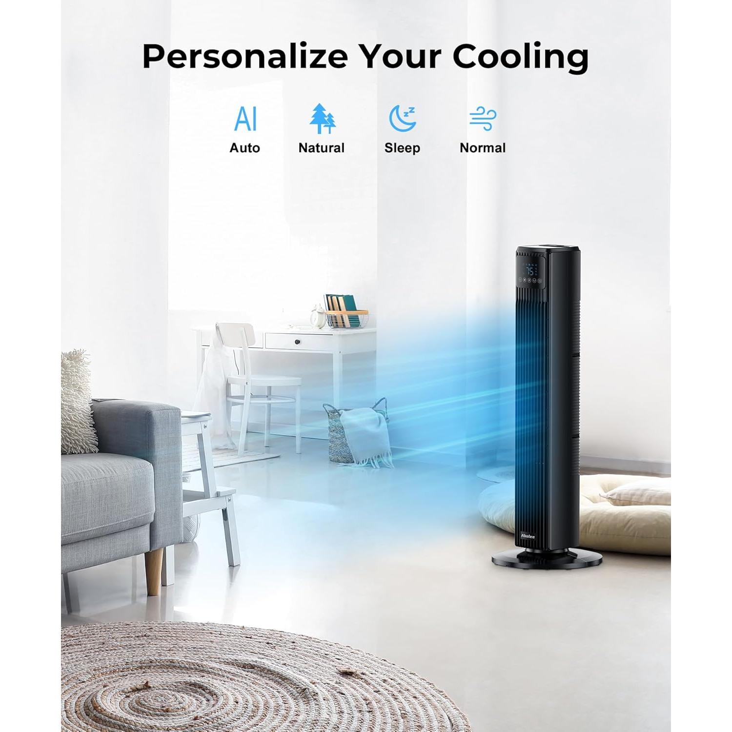 Ventilador de Torre Abolee 36" Control Remoto Oscilante 4 Velocidades