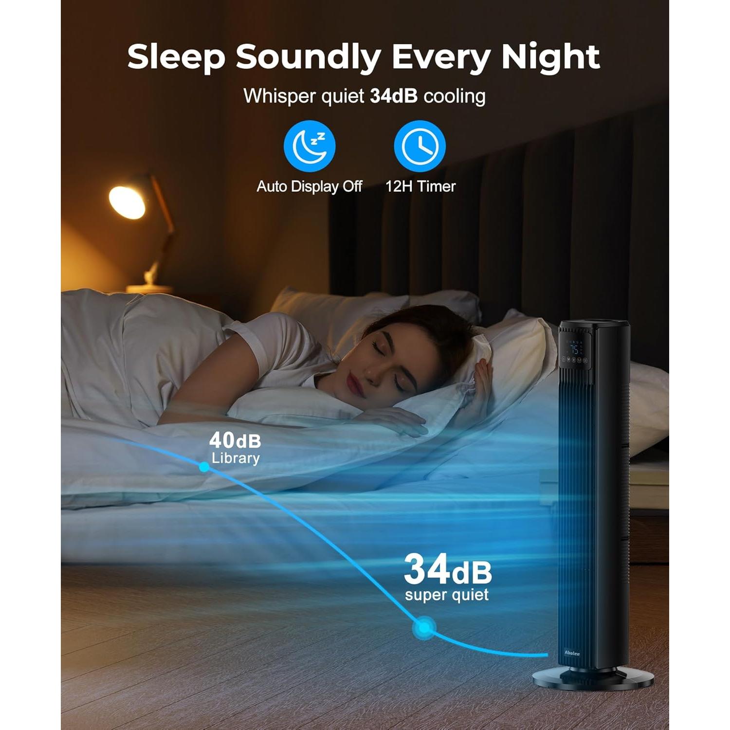 Ventilador de Torre Abolee 36" Control Remoto Oscilante 4 Velocidades