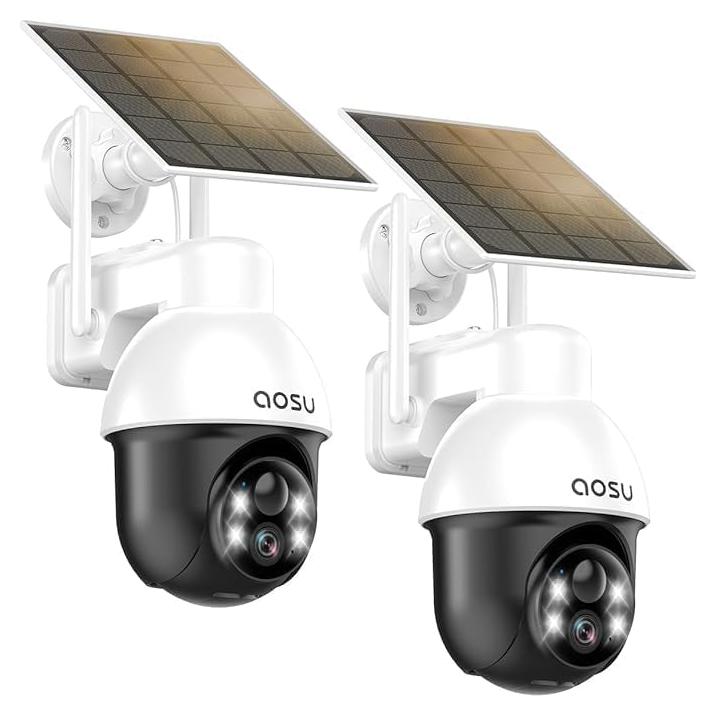 Cámara de Seguridad Solar AOSU C9L 2K Inalámbrica 360° - Paquete de 2