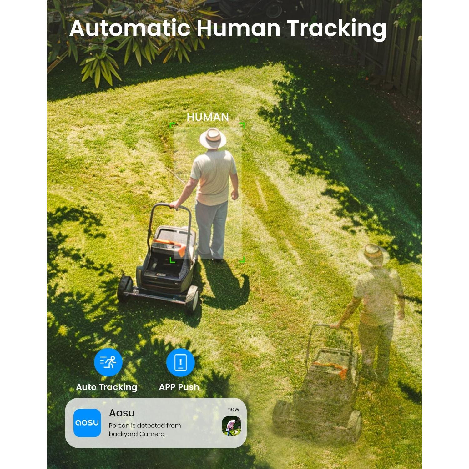 Cámara de Seguridad Solar AOSU C9L 2K Inalámbrica 360° - Paquete de 2