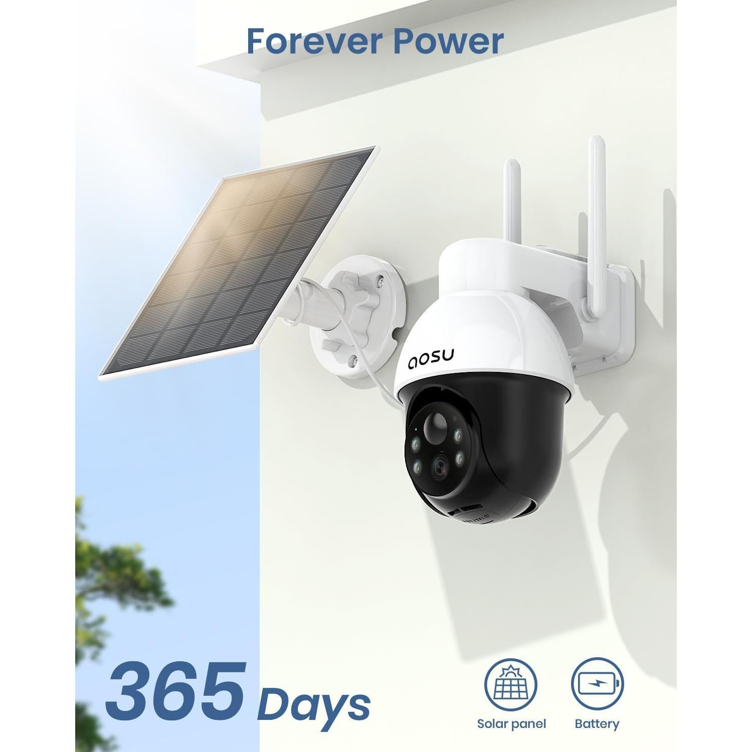 Cámara de Seguridad Solar AOSU C9L 2K Inalámbrica 360° - Paquete de 2