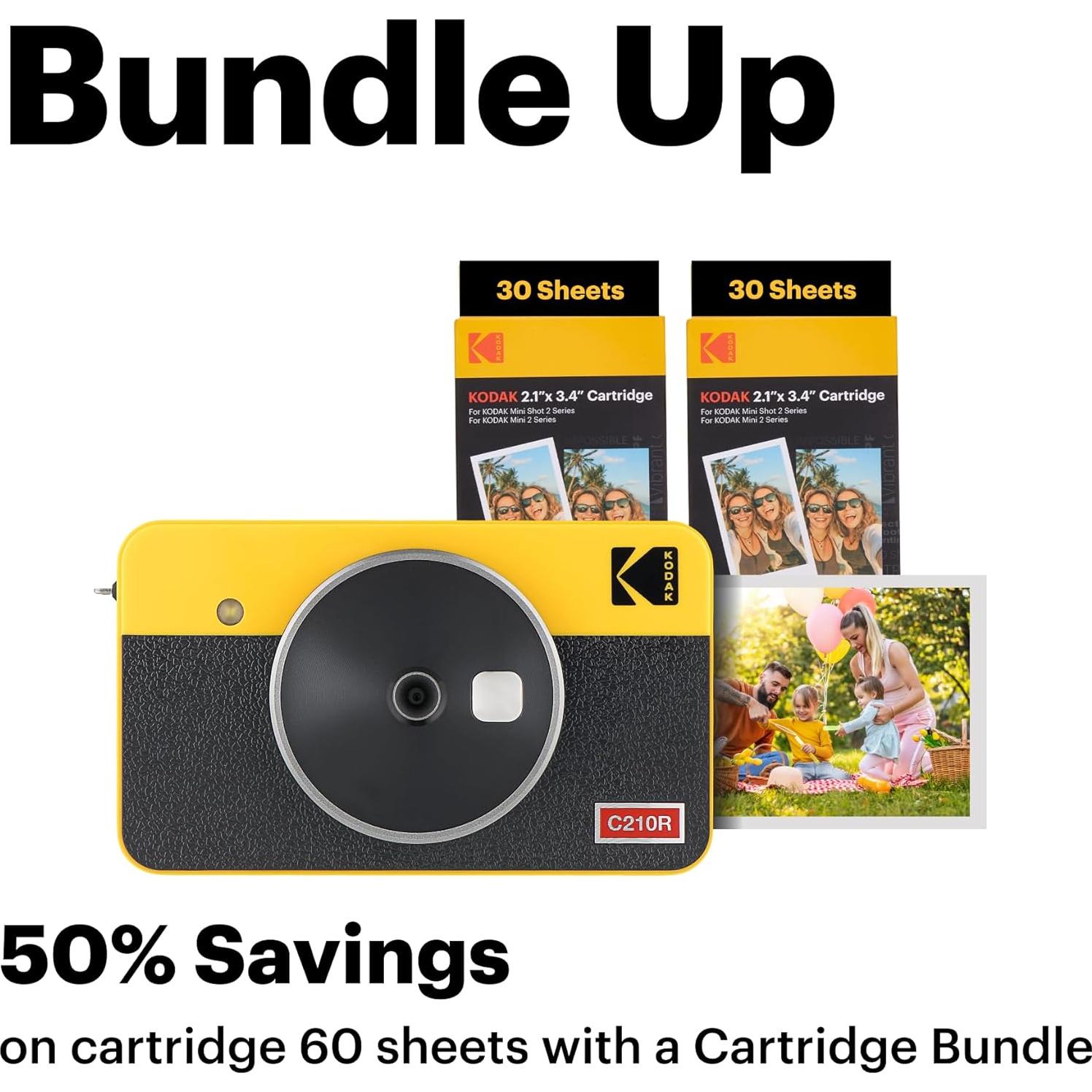 Cámara Digital Instantánea KODAK Mini Shot 2 Retro + Impresora 8 Hojas