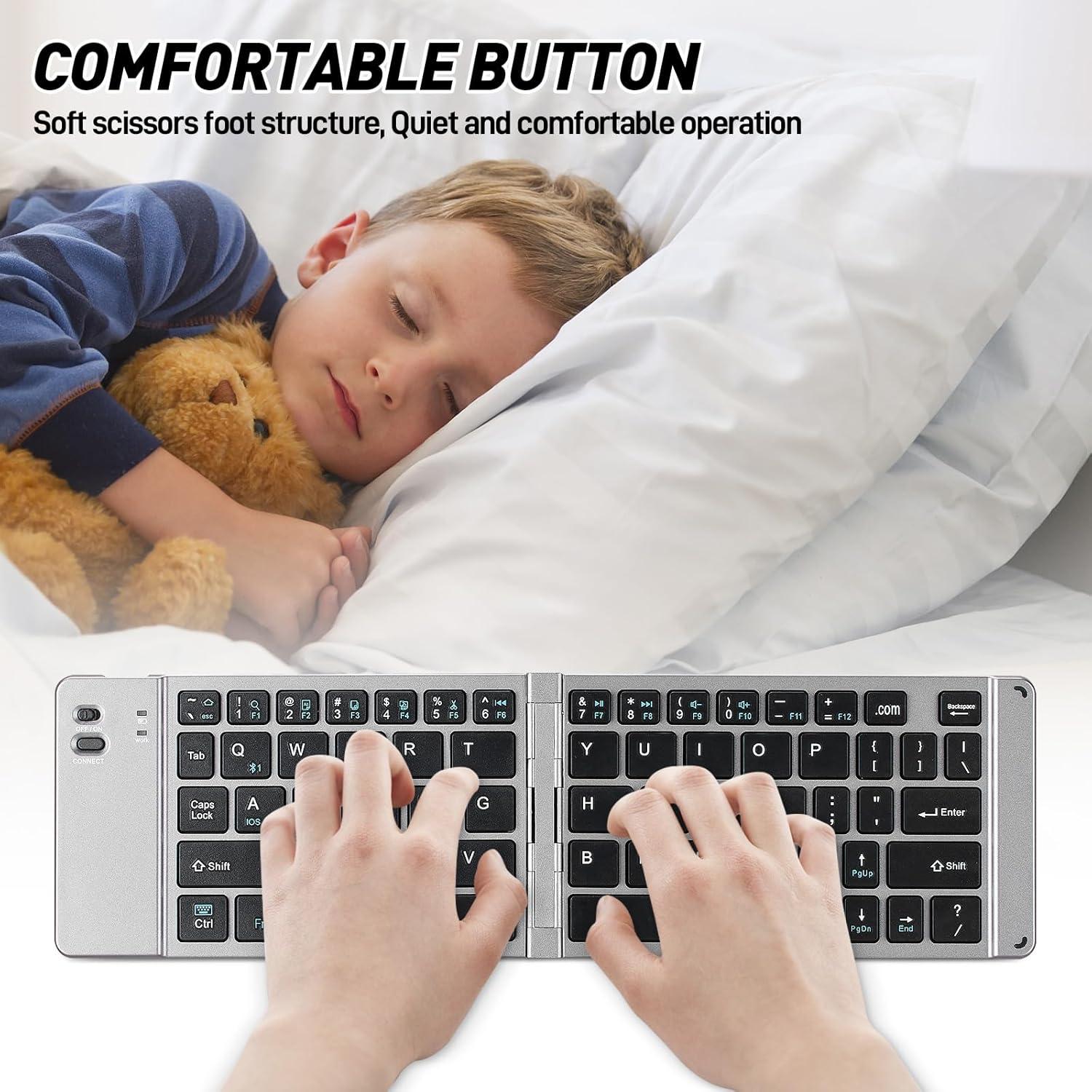Combo Teclado y Ratón Bluetooth Plegable Guiheng Gris