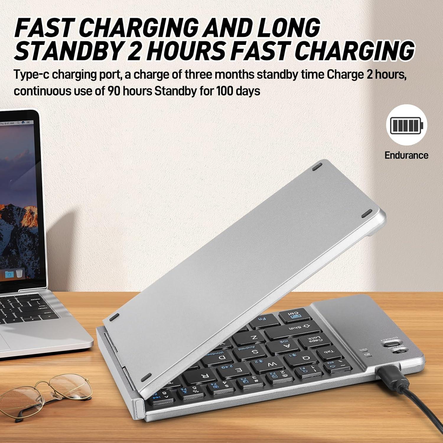 Combo Teclado y Ratón Bluetooth Plegable Guiheng Gris