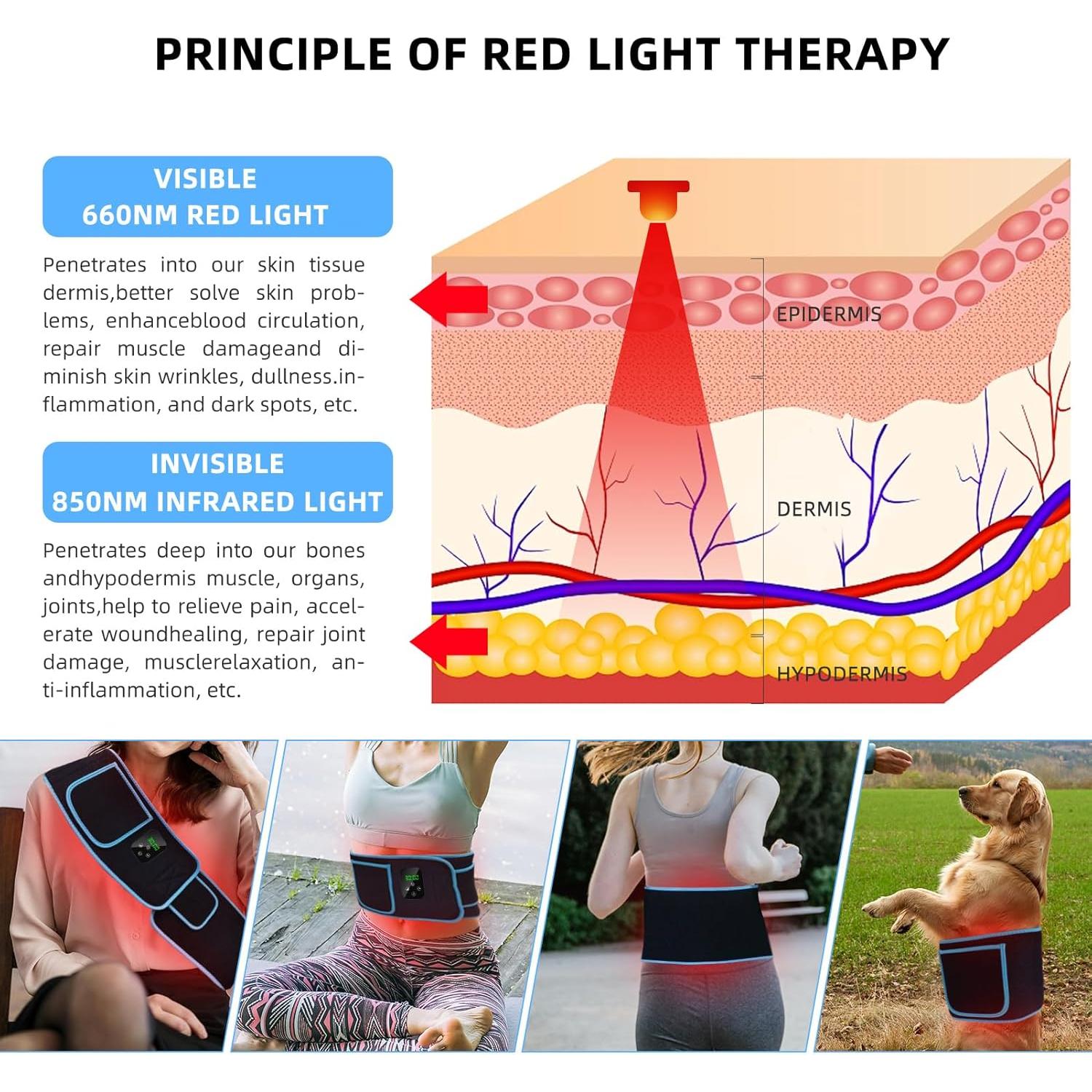 Cinturón Terapia Luz Roja Feangli Inalámbrico Alivio Dolor