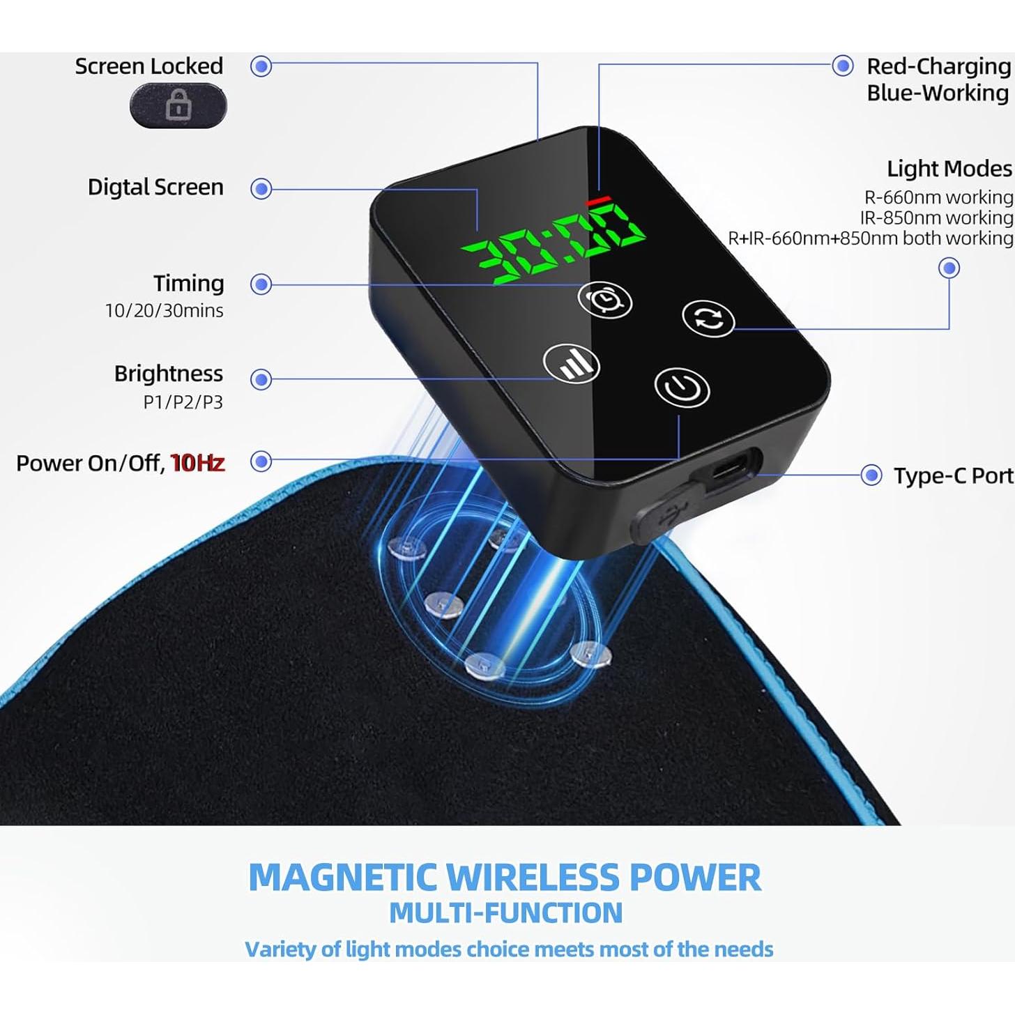 Cinturón Terapia Luz Roja Feangli Inalámbrico Alivio Dolor