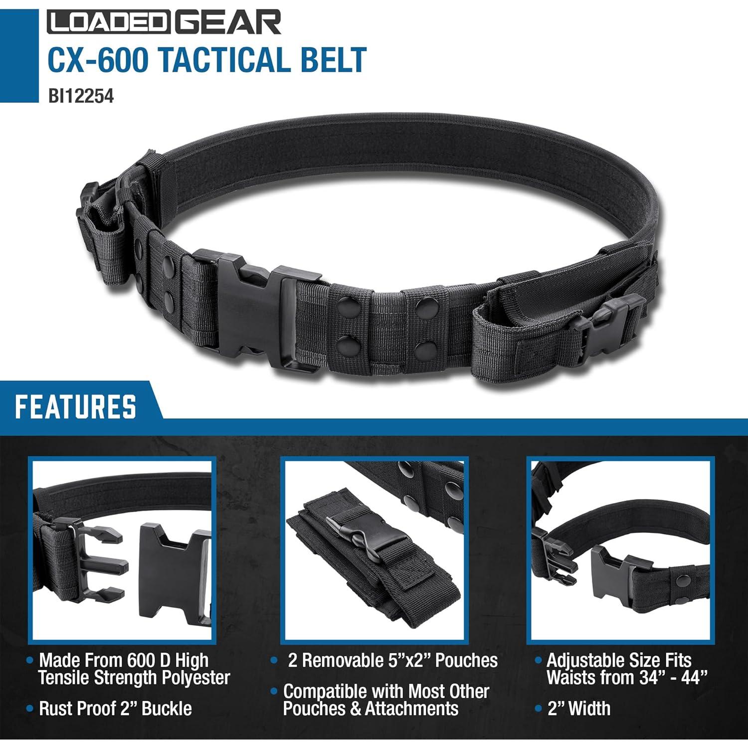 Cinturón Táctico BARSKA CX-600 Ajustable 86-111 cm con Bolsillos