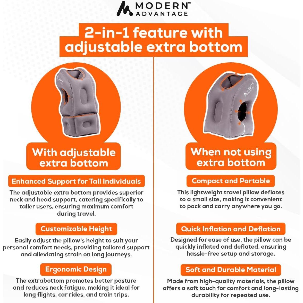 Almohada de Viaje Inflable Modern Advantage API 2.0 Gris