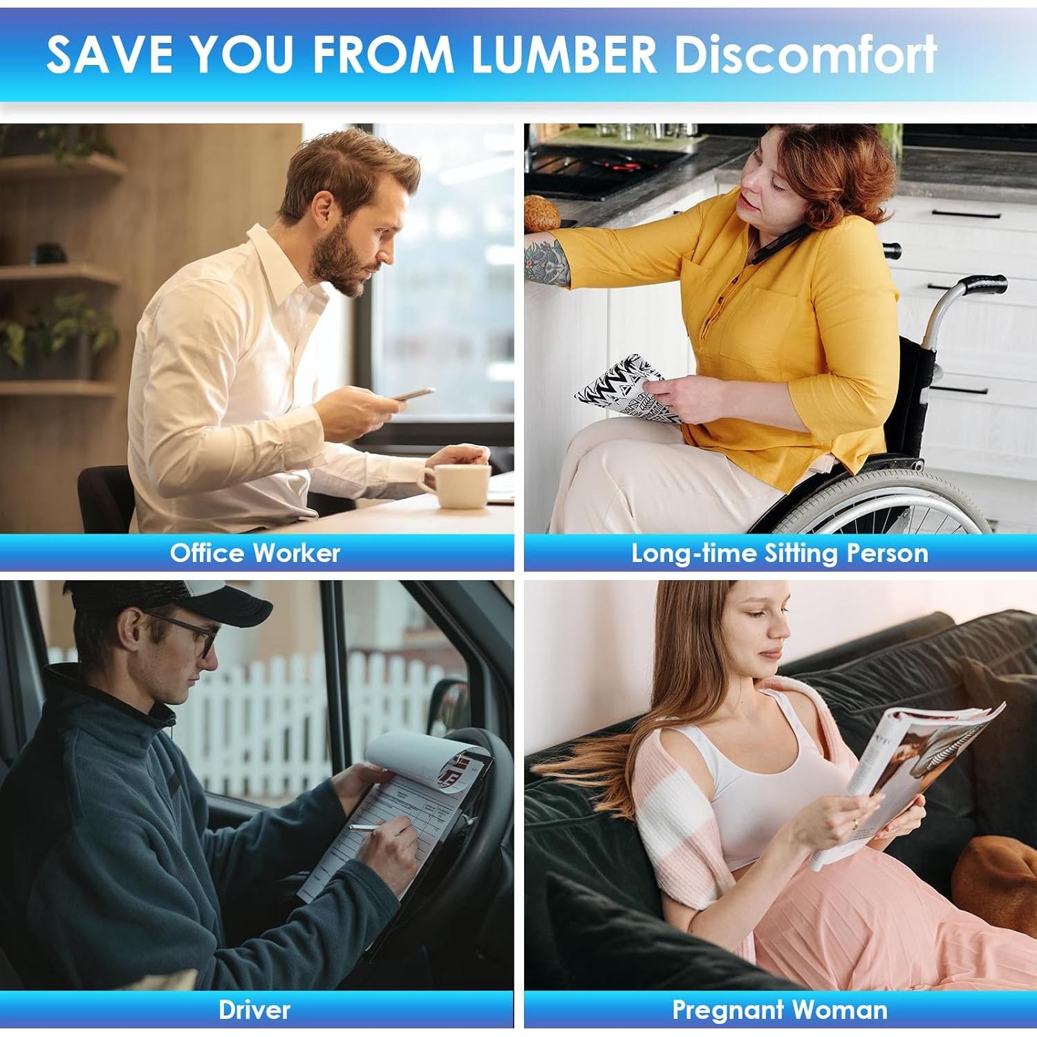 Cojín Lumbar LOVEHOME Espuma Viscoelástica Azul 34x11 cm