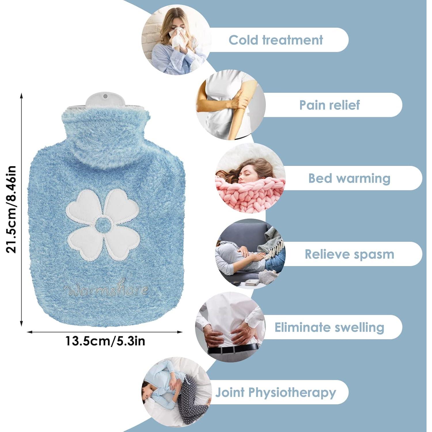 Bolsa de Agua Caliente 500ml Thinp con Funda de Felpa Azul