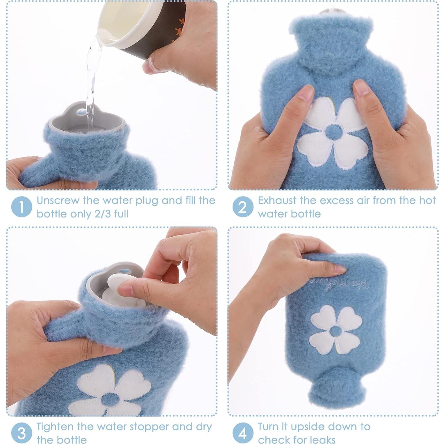 Bolsa de Agua Caliente 500ml Thinp con Funda de Felpa Azul