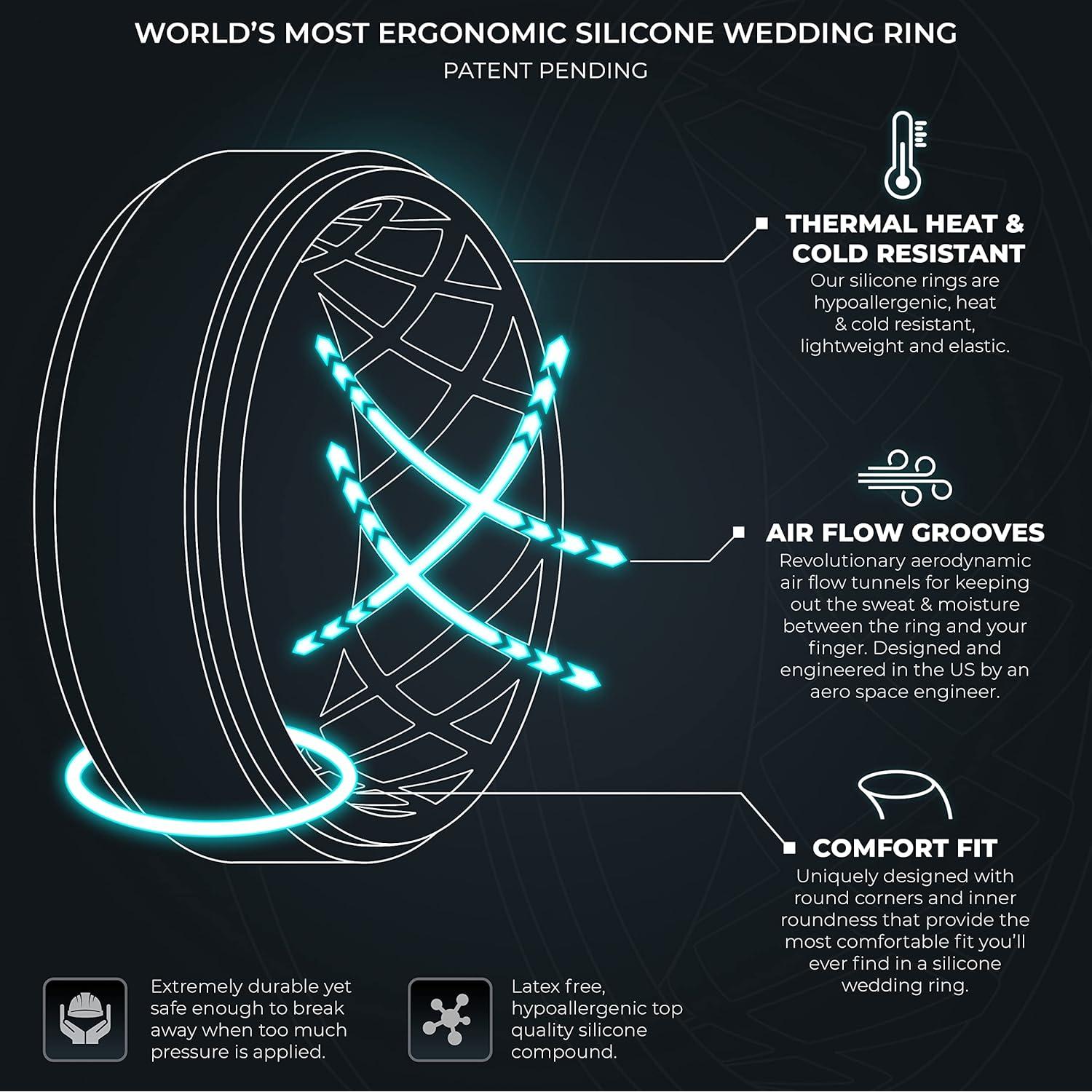 Anillos de Boda ThunderFit para Hombres 8mm Silicona