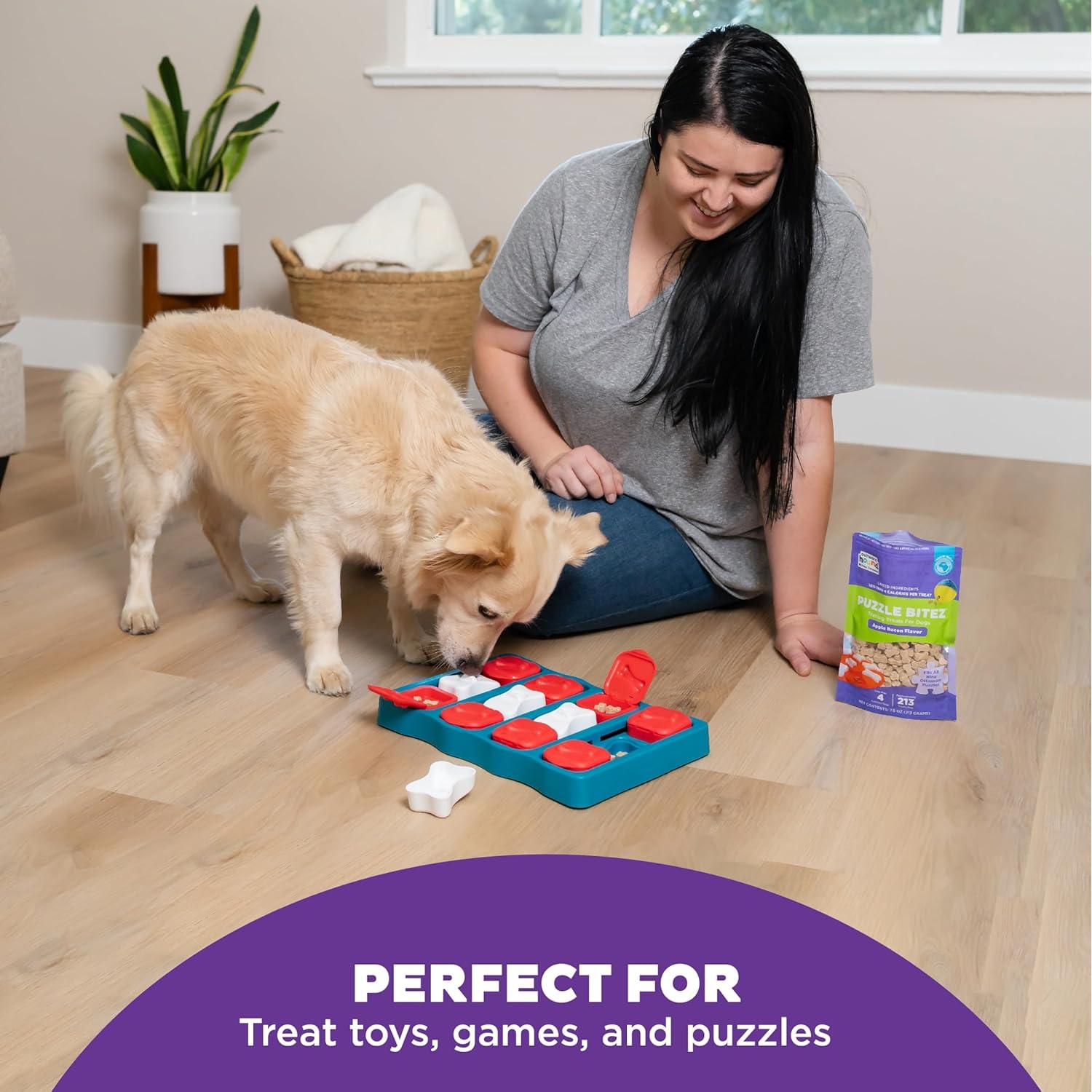 Outward Hound by Nina Ottosson Puzzle Bitez USA Made Dog Treats, Apple Bacon Flavor, Bite-Sized Training Reward and Interactive Puzzle Toy Treats, 7.5oz
