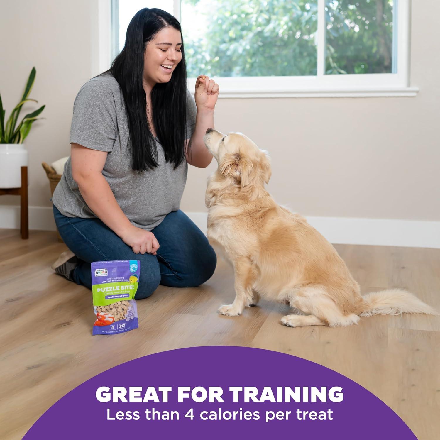 Outward Hound by Nina Ottosson Puzzle Bitez USA Made Dog Treats, Apple Bacon Flavor, Bite-Sized Training Reward and Interactive Puzzle Toy Treats, 7.5oz