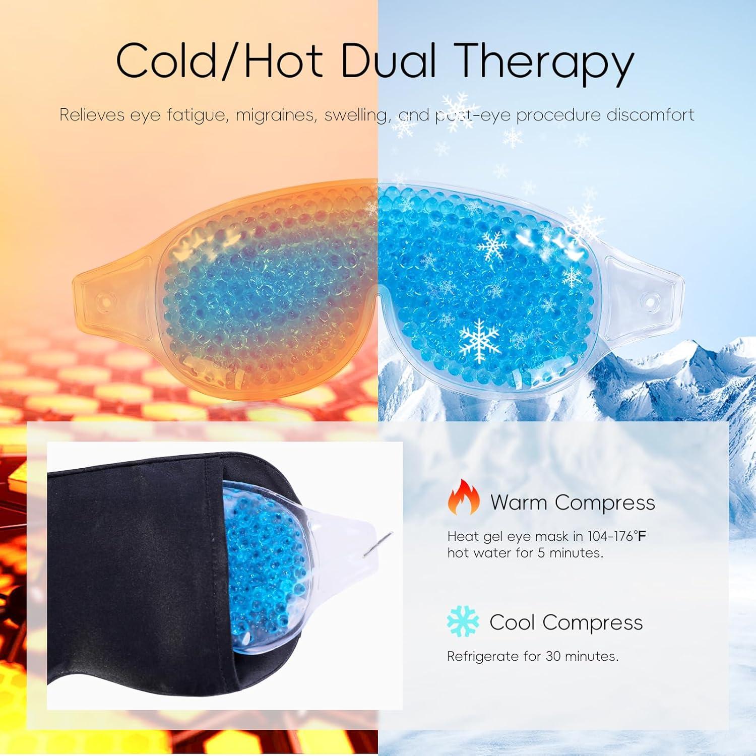 Máscara de Sueño TOPOINT de Seda 3 en 1 con Gel Calentador