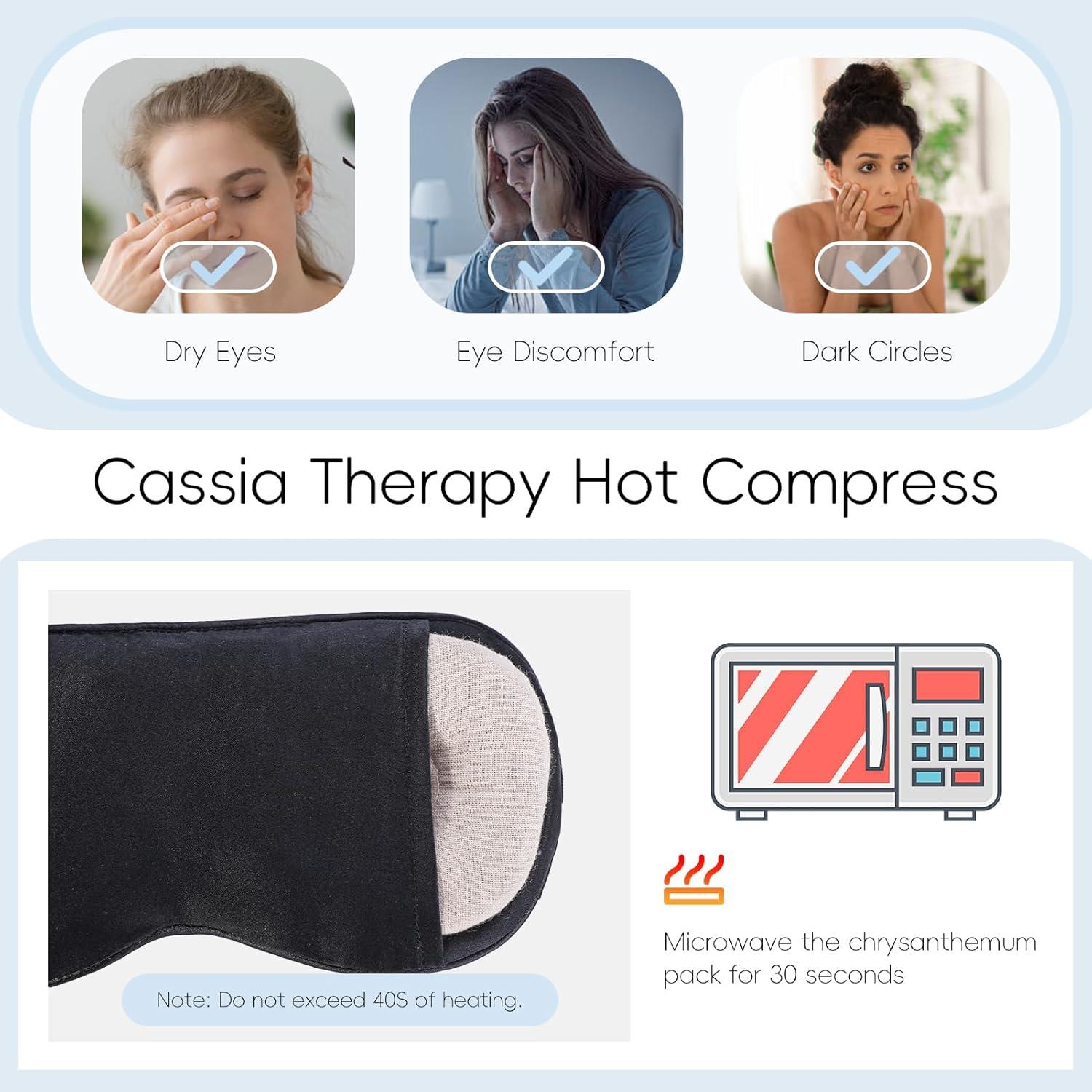 Máscara de Sueño TOPOINT de Seda 3 en 1 con Gel Calentador