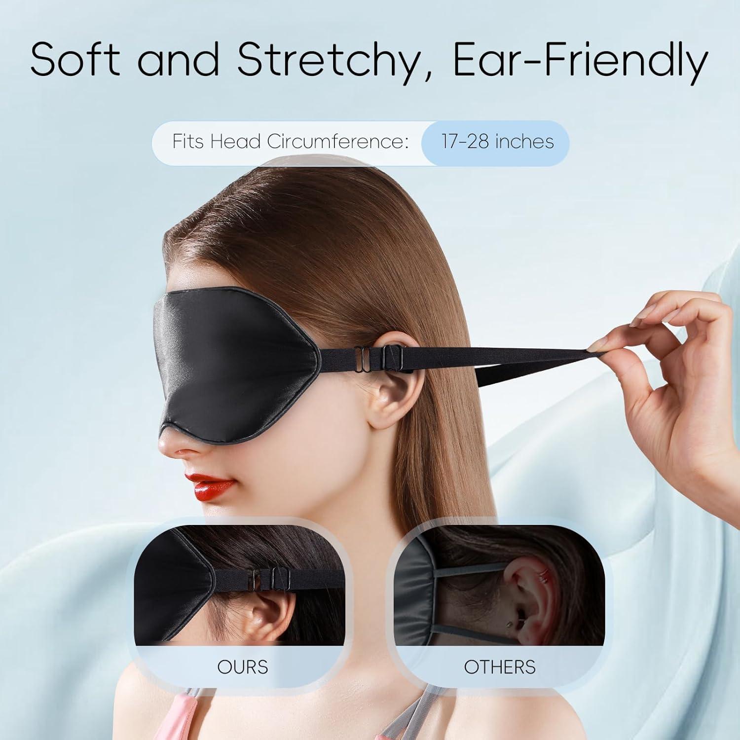 Máscara de Sueño TOPOINT de Seda 3 en 1 con Gel Calentador