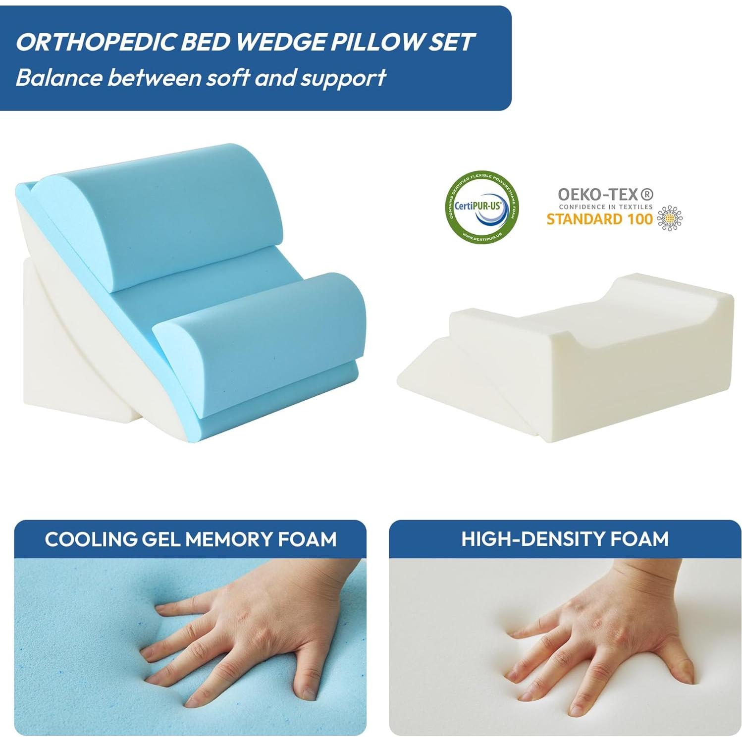 6PCS Wedge Pillow Set for After Surgery, Sit Up Pillow for Bed, Back Support Pillow, Bed Wedge for Shoulder, Leg Pain Relief, Post Surgery Pillow for Sleeping, Acid Reflux, Grey