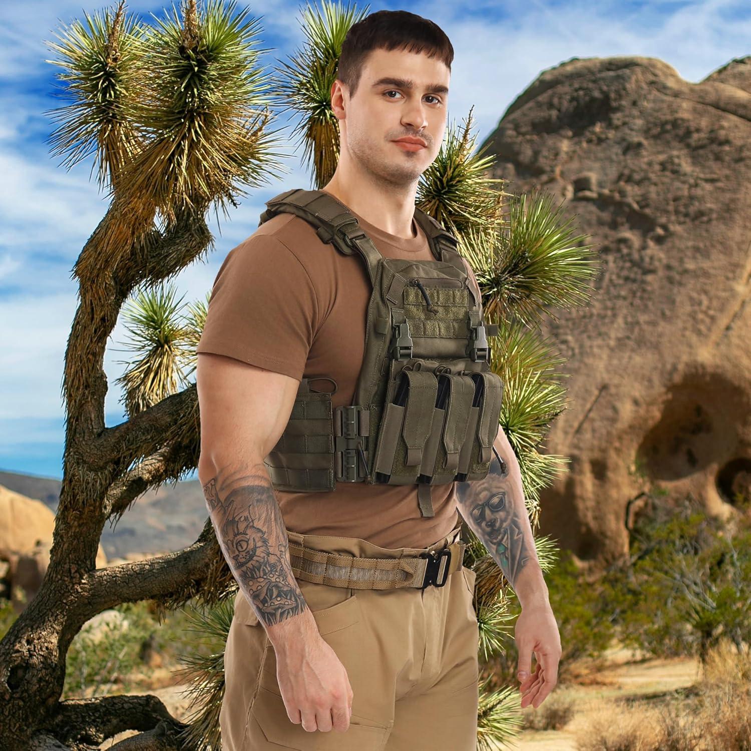 Chaleco Táctico Tuxapo Verde Ranger con Pouch Triple