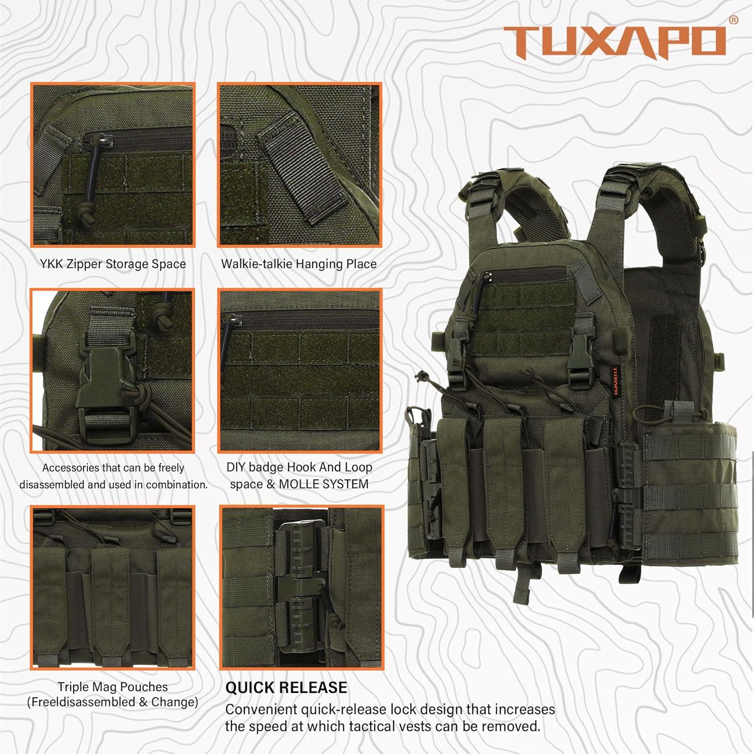 Chaleco Táctico Tuxapo Verde Ranger con Pouch Triple