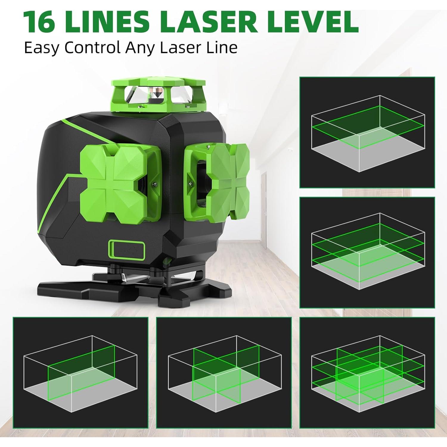 Nivel Láser Huepar 4D 360° Verde Autonivelante con Modo Pulso