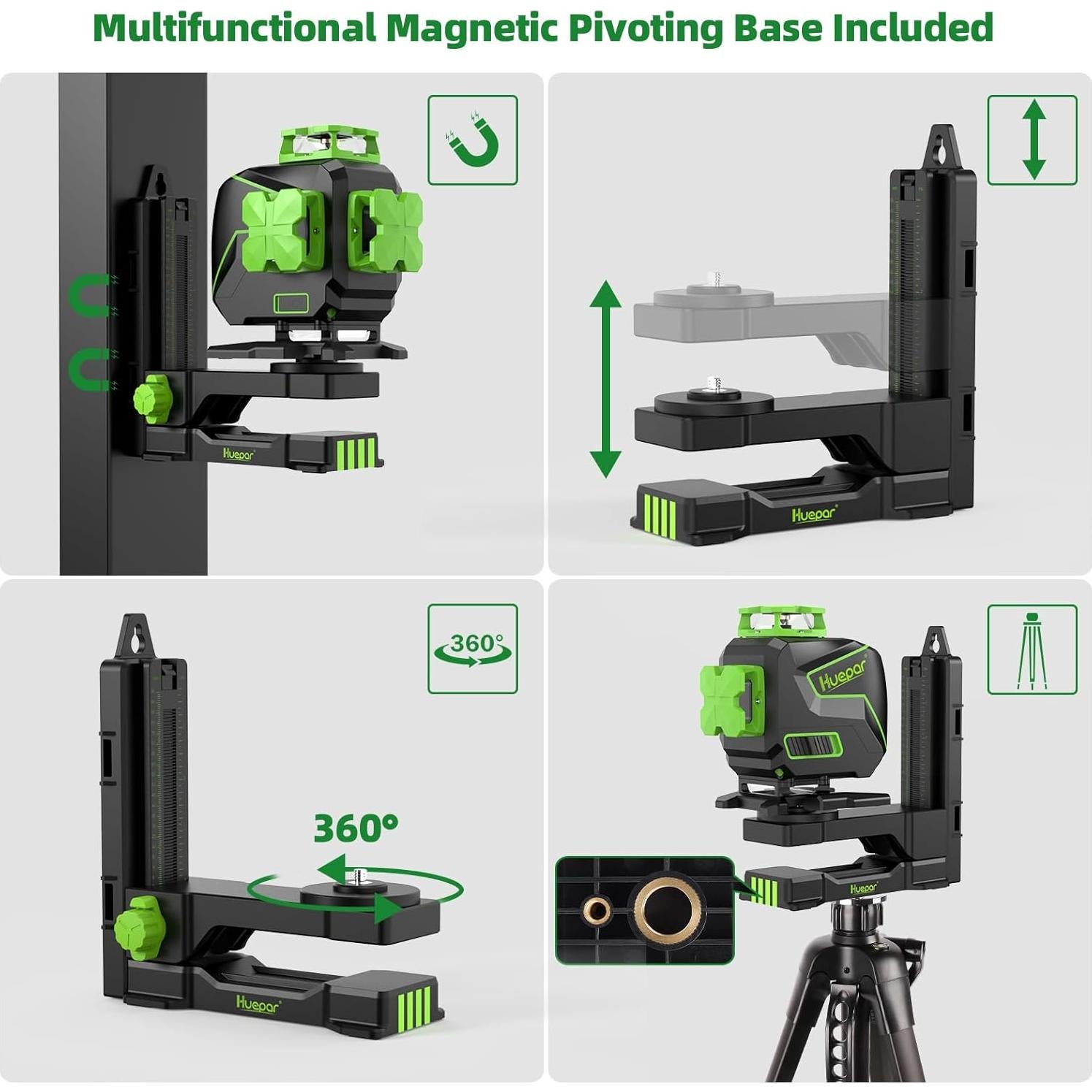 Nivel Láser Huepar 4D 360° Verde Autonivelante con Modo Pulso