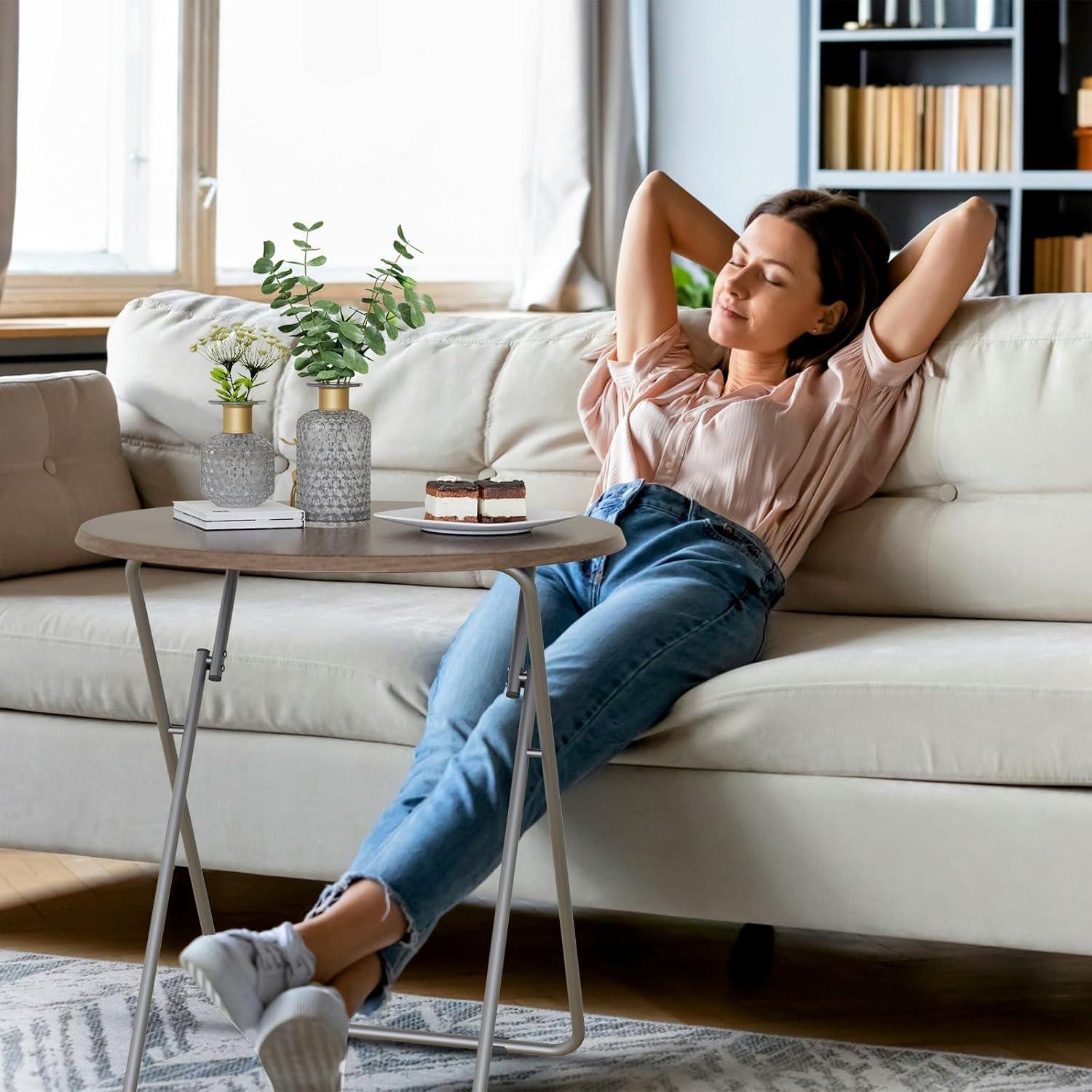 Mesa de bandeja de TV plegable Fleecy Day redonda 44 cm