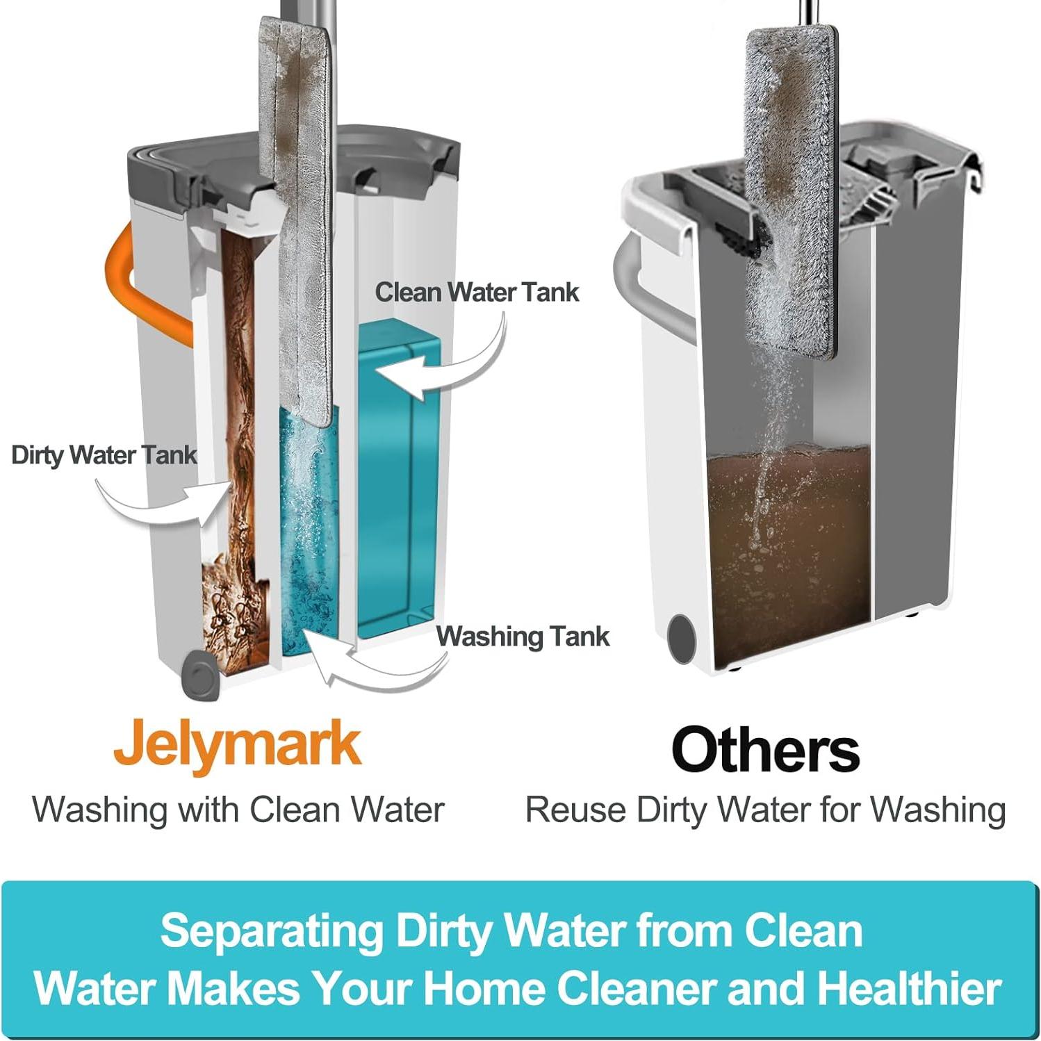 Juego de trapeador y cubo Jelymark 3 cámaras con 4 almohadillas