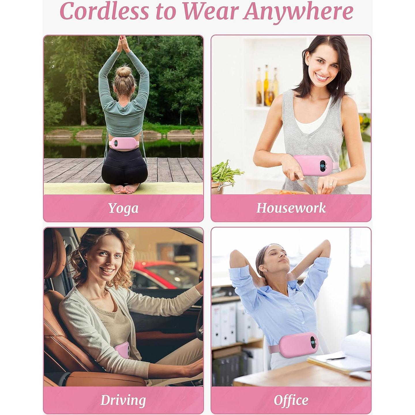 Almohadilla Calentadora Portátil BouZaFoFa Rosa 6 Modos Calor Masaje