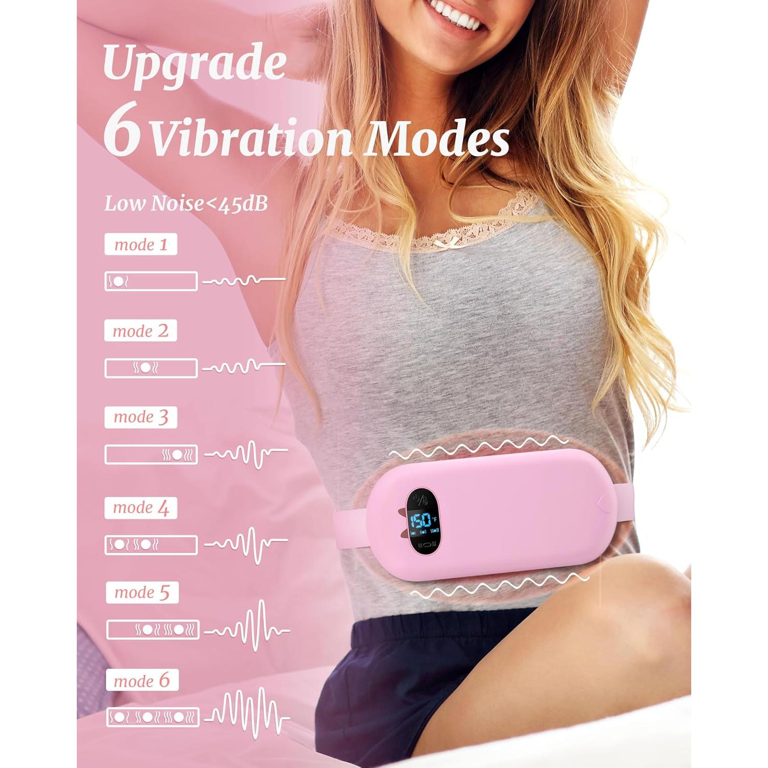 Almohadilla Calentadora Portátil BouZaFoFa Rosa 6 Modos Calor Masaje