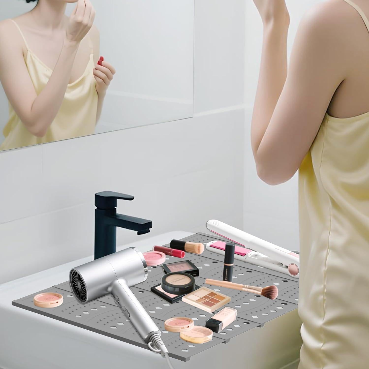 Cubierta de Lavabo Mofason 51.3x40.1cm Gris Organizador