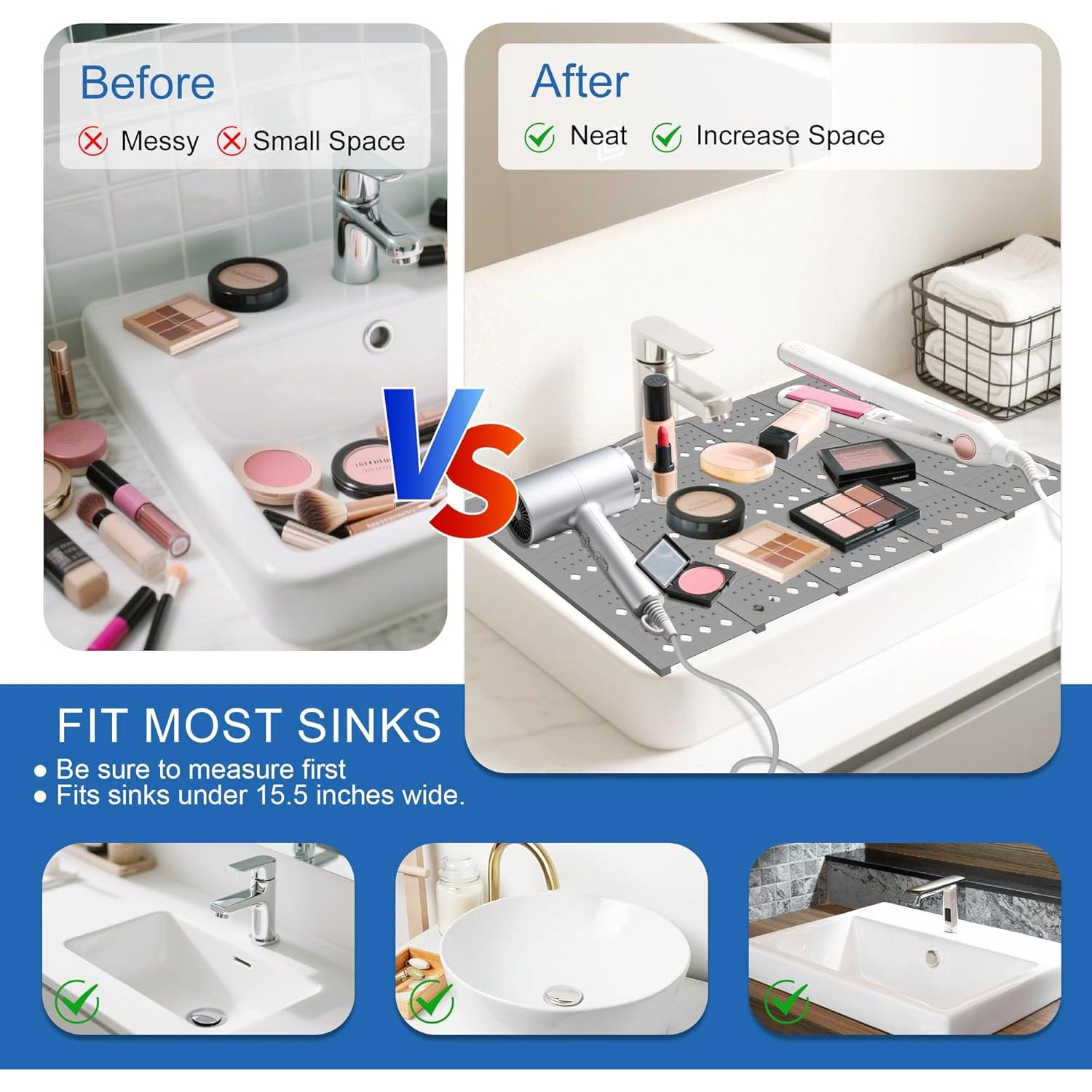 Cubierta de Lavabo Mofason 51.3x40.1cm Gris Organizador