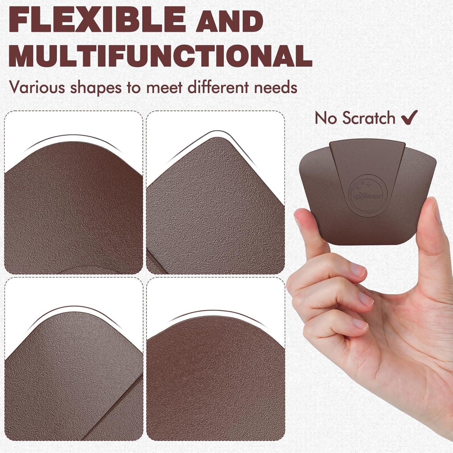 Pan Scraper Dish Scraper Tool - Pot Scraper Plastic for Cast Iron Skillet Cookware Cleaning, 3 Pcs Non Scratch Plastic Food Scraper Tool Kitchen, Heat Resistant Kitchen Scraper, Brown