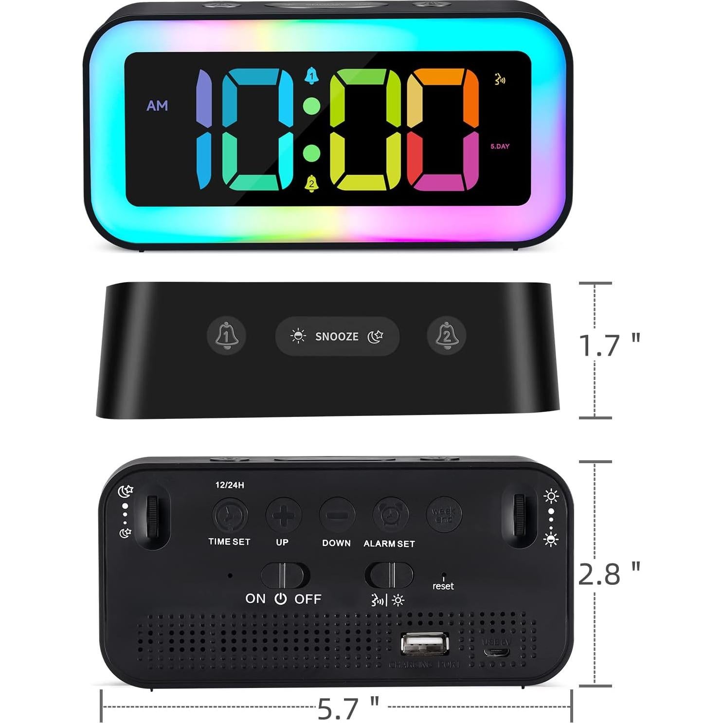 Reloj Despertador Ruidoso Cadmos 202DYNAMIC con Luz RGB