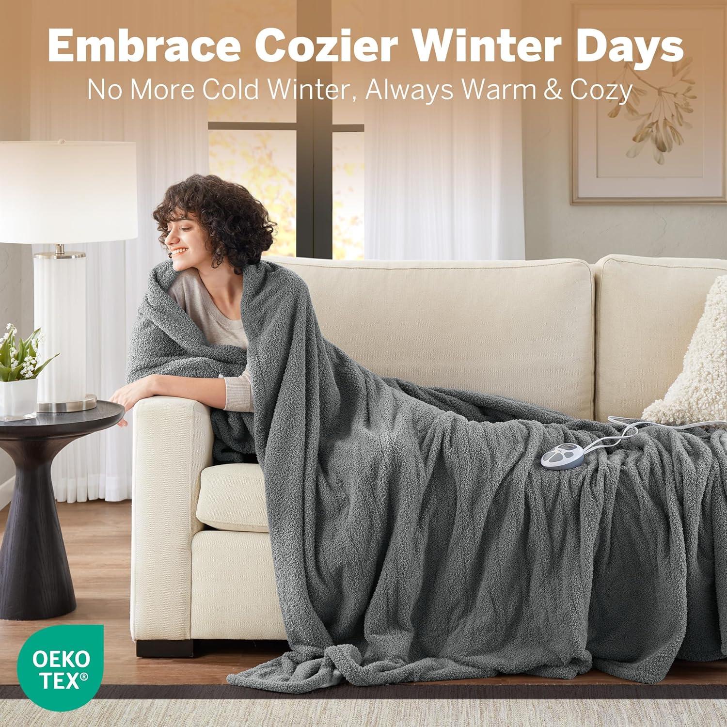 Manta Térmica Serta Individual 157x213 cm Gris Eléctrica