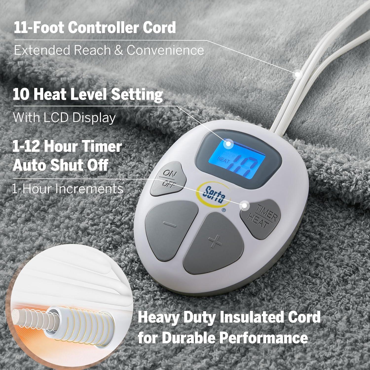 Manta Térmica Serta Individual 157x213 cm Gris Eléctrica